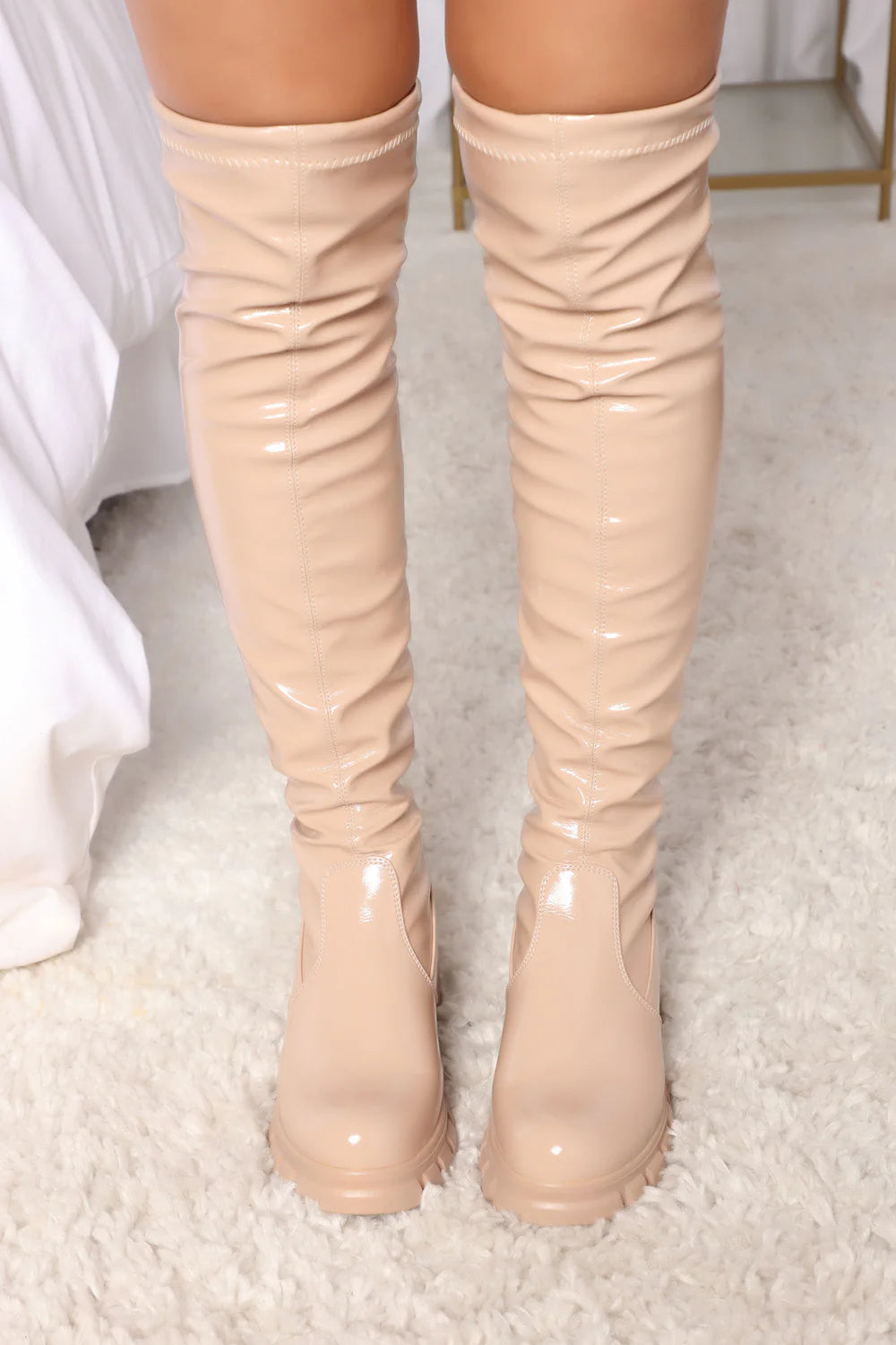Bottes au-dessus du genou « Je serai bon pour toi » - Beige