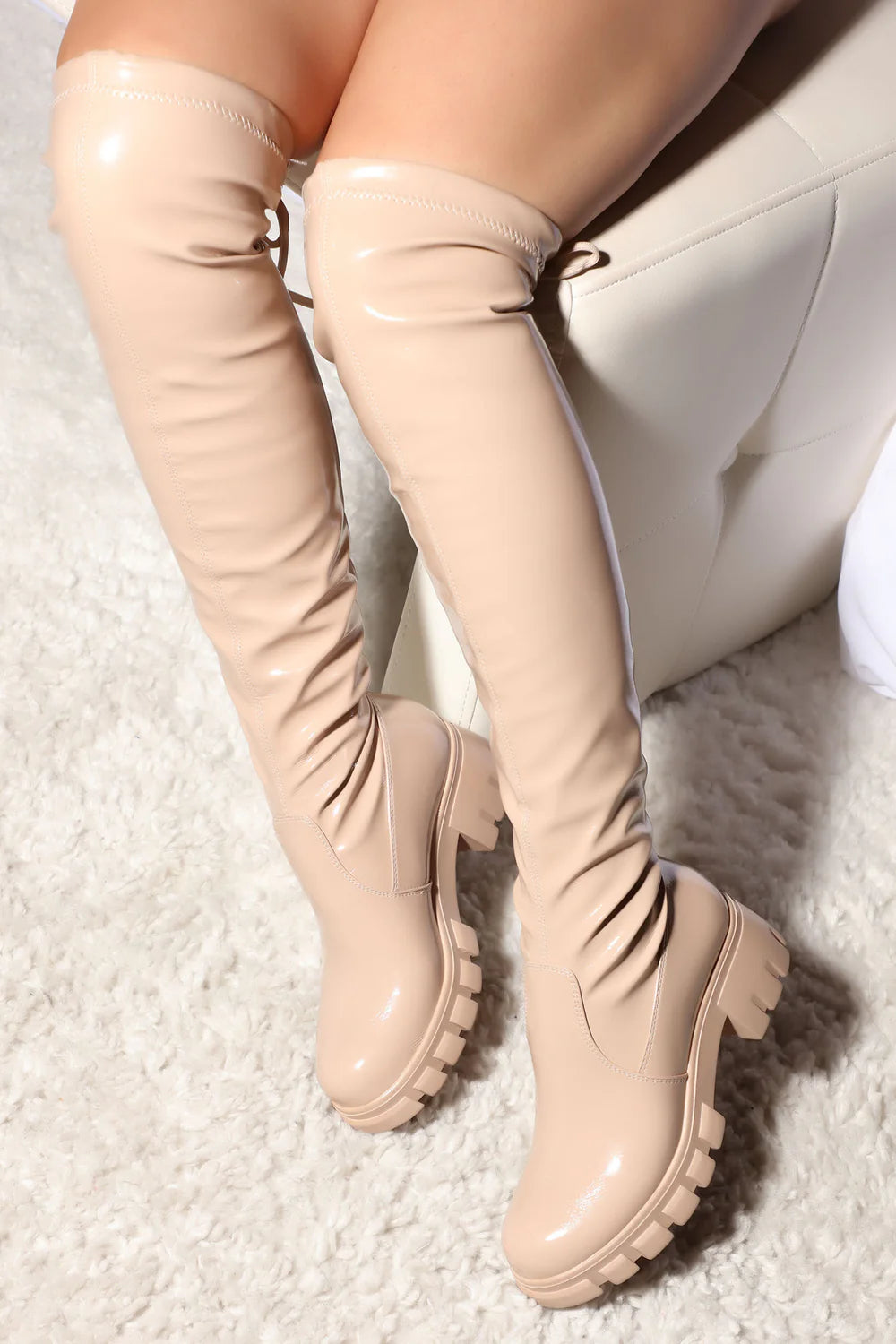 Bottes au-dessus du genou « Je serai bon pour toi » - Beige