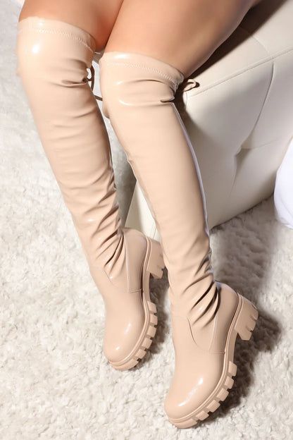 Bottes au-dessus du genou « Je serai bon pour toi » - Beige
