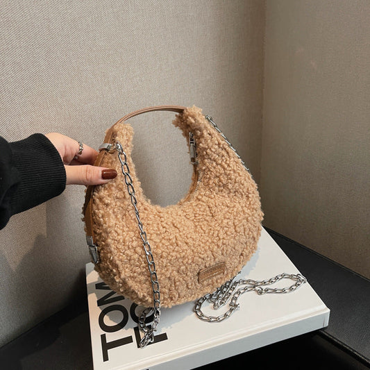 Retro Plush Dumpling Shoulder Bag