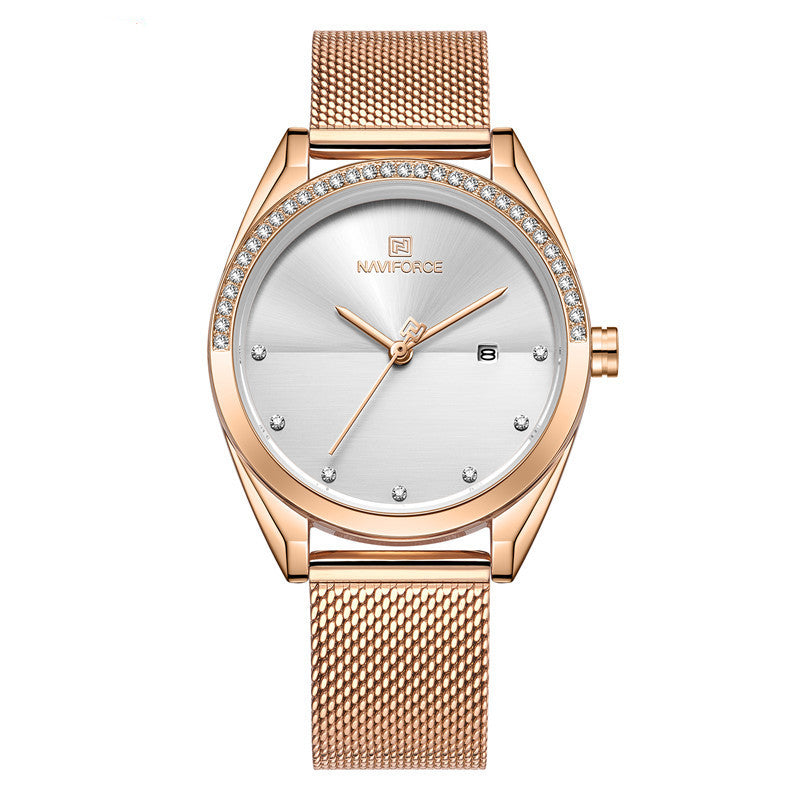 Montre à quartz pour femme avec calendrier étanche